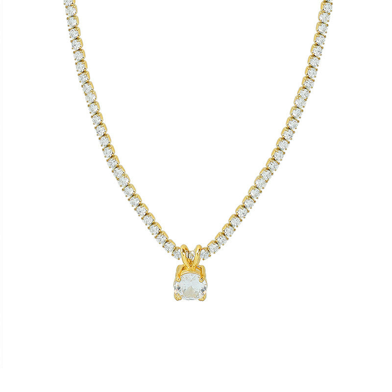 Nouveau Collier en acier titane Zircon plein de diamants minoritaires de luxe léger