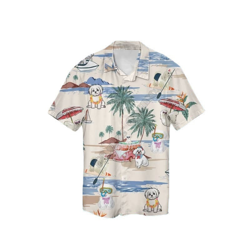 Men's Short Sleeve Loose Lapels Cardigan Top