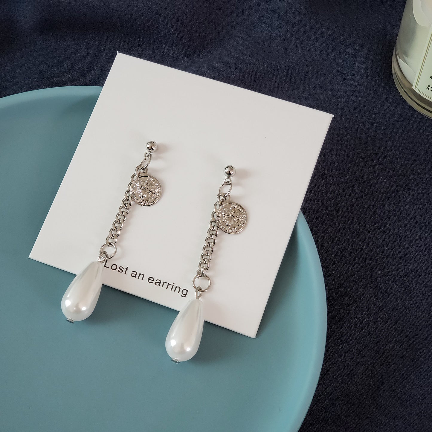 Japanese And Korean Style Vintage Ring Portrait Pearl Mixed Asymmetric Earrings