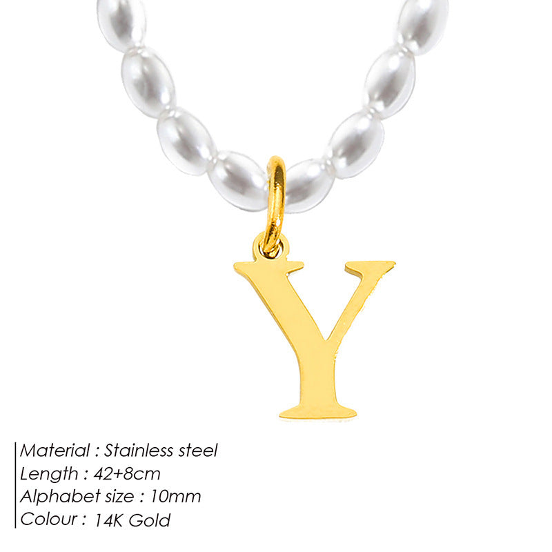 Collar de letras de acero inoxidable con diseño minoritario de lujo ligero