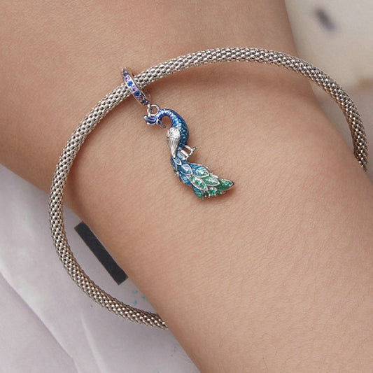 Dégradé goutte d'huile exquis Phoenix Bracelet à bricoler soi-même collier pendentif aile intelligente S925 argent perlé