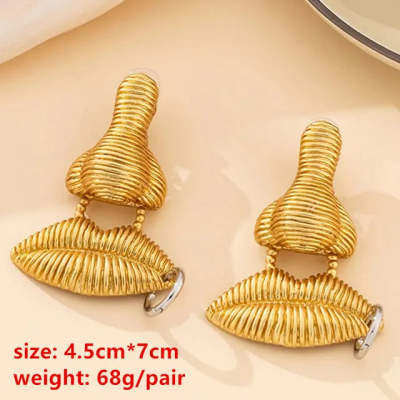 Simple Retro Nose And Lip Minority Design Earrings
