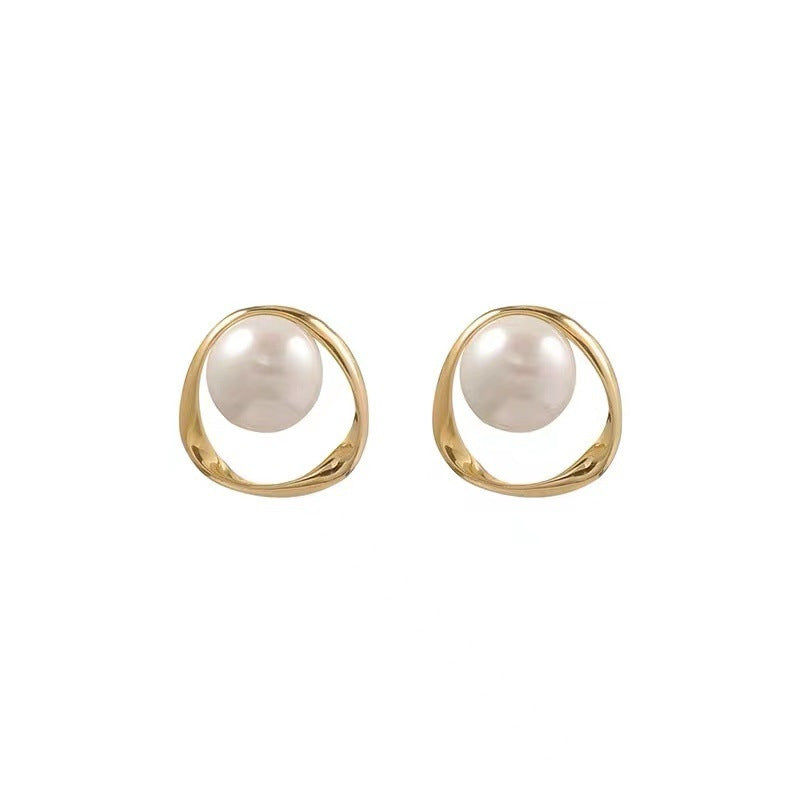 Boucles d'oreilles en argent 925 avec perles et vent froid, découpe géométrique irrégulière