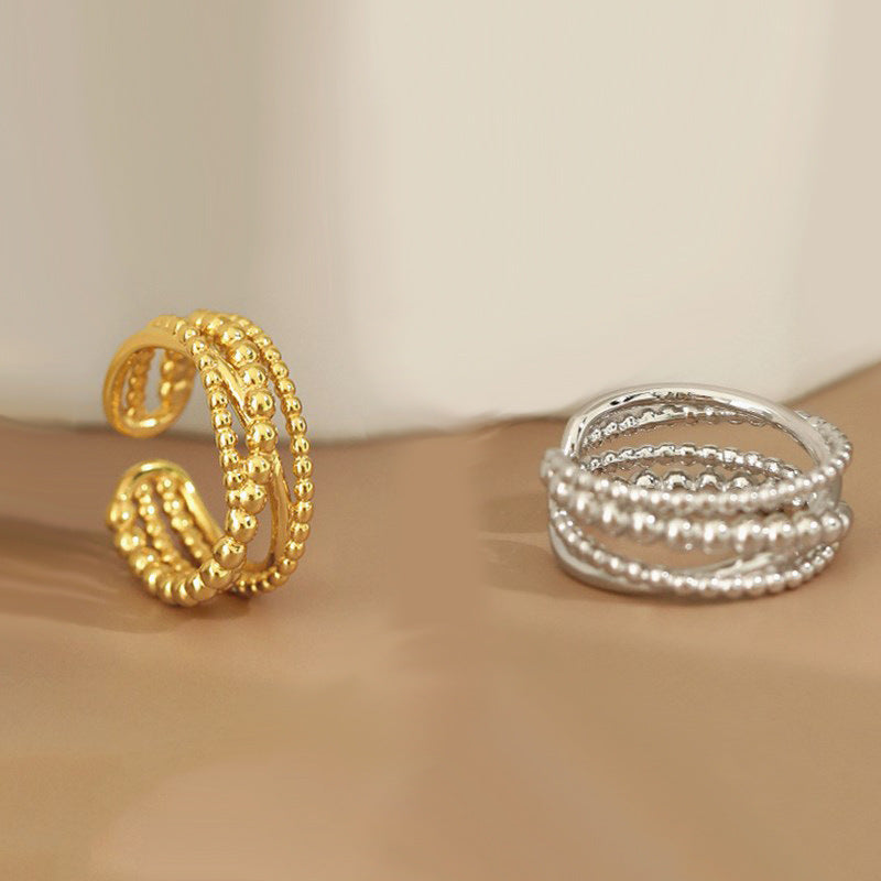 Women's Braided Winding Multi-layer Cross Ring