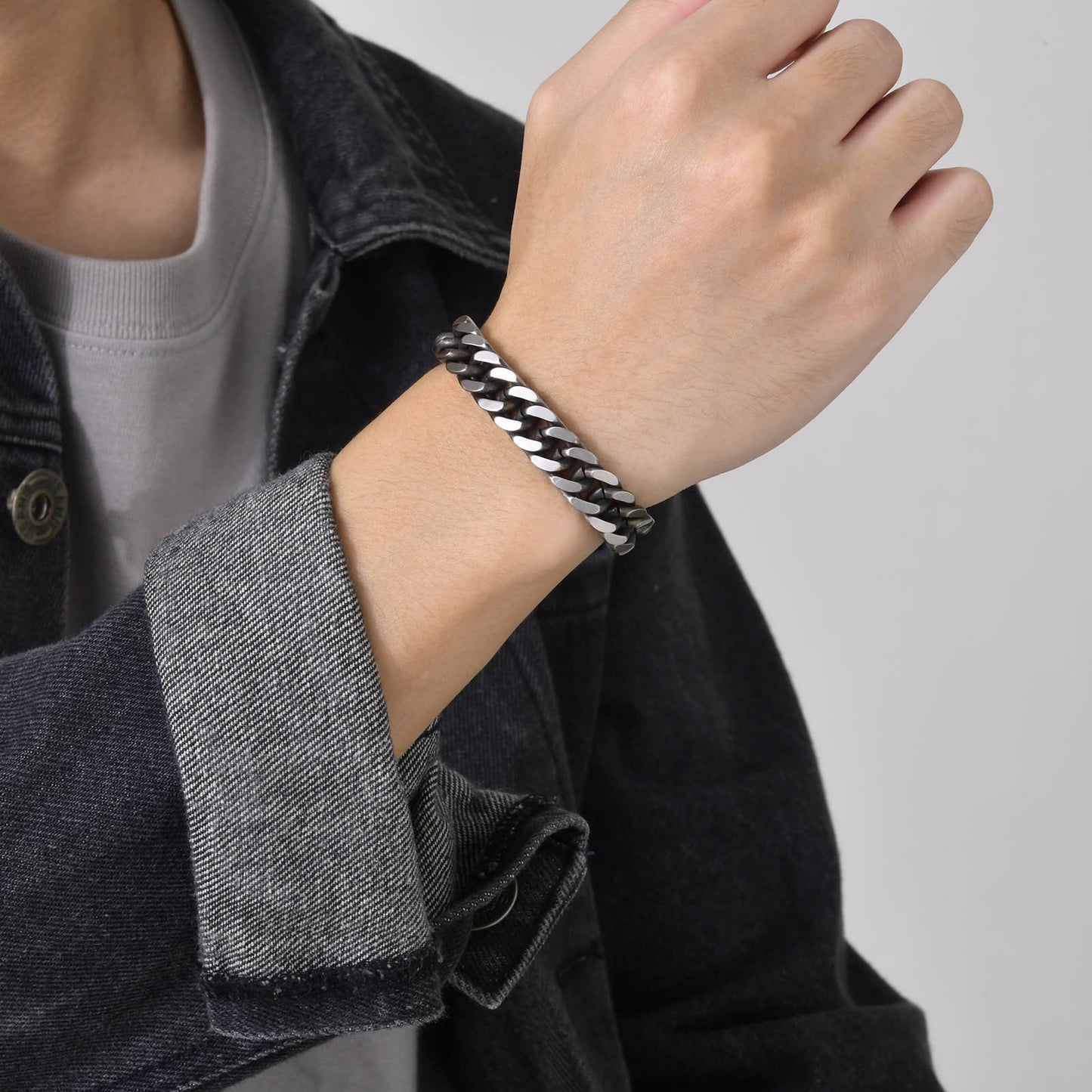 Ornement de bracelet épais pour hommes en acier inoxydable européen et américain