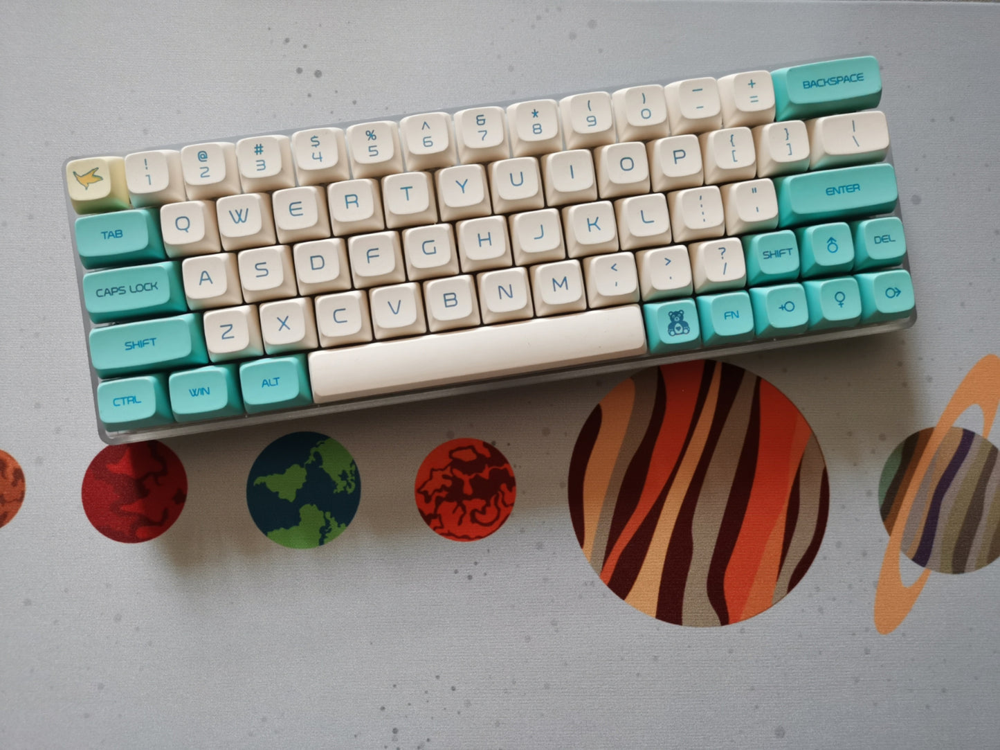 Kit de clavier mécanique personnalisé, plaque de positionnement gauche 64 en Fiber de verre, lumière inférieure RVB
