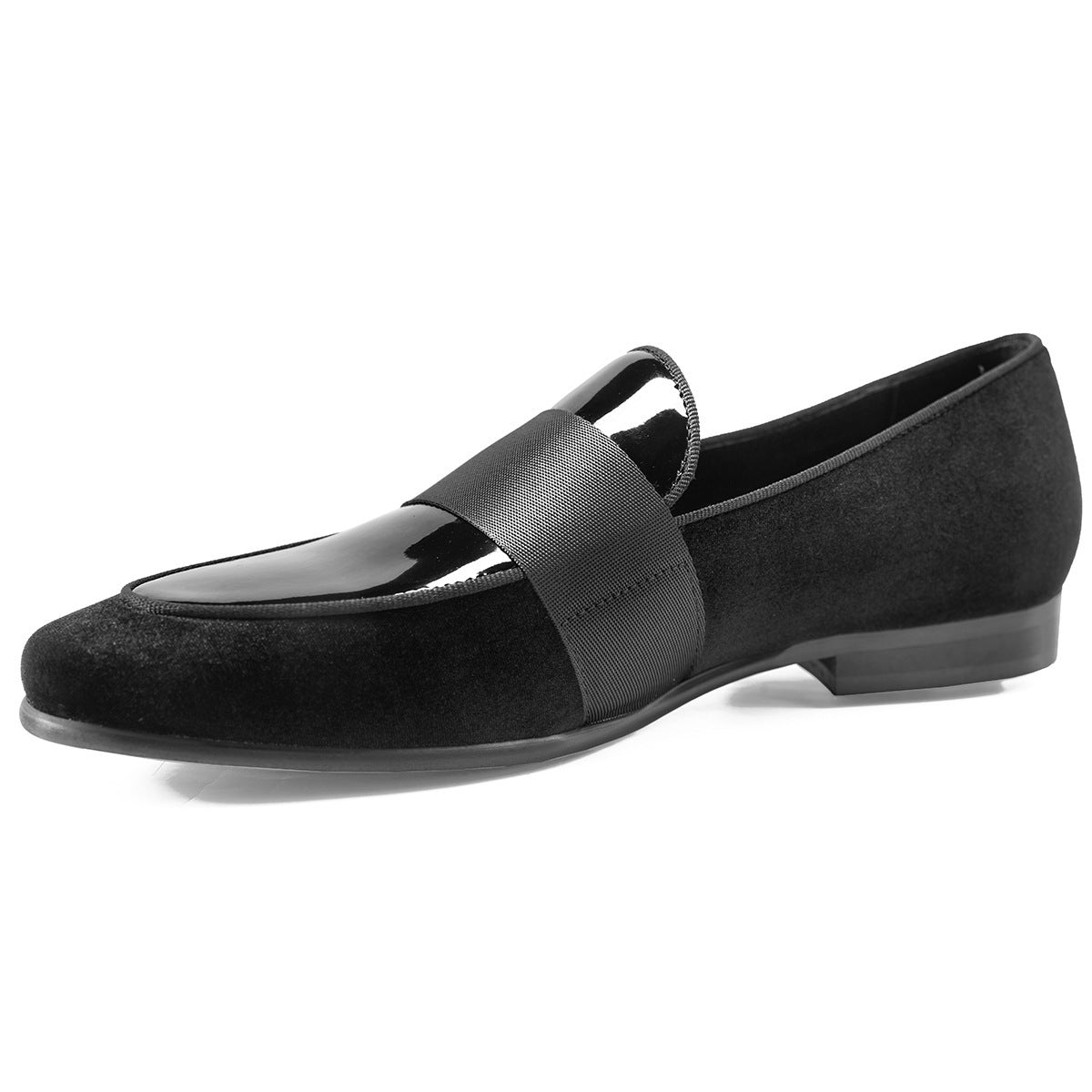Mocassins coréens en cuir verni velours, chaussures rondes décontractées en cuir