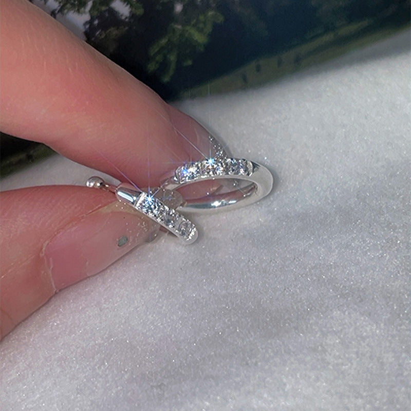 Clip d'oreille géométrique en strass et Zircon pour femmes, Simple