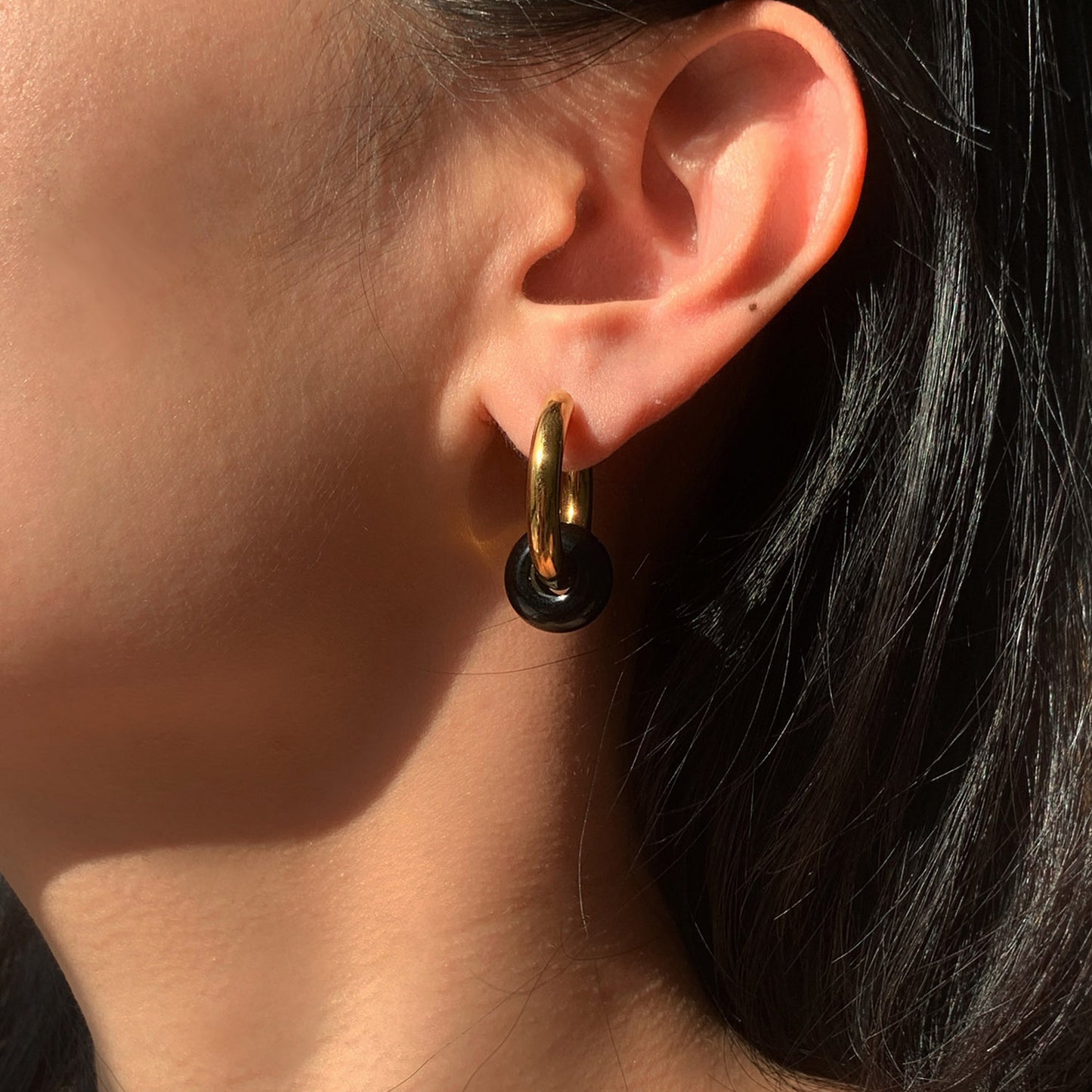 Double-Layer Gold-plated Colored Stone Earrings For Women
