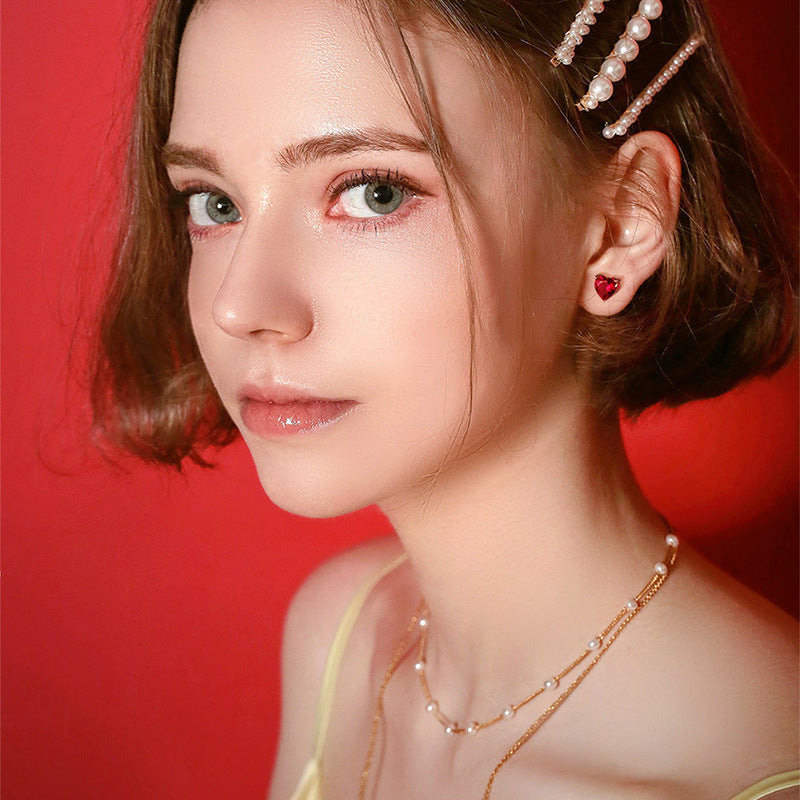 S925 Loving Heart In Sterling Silver Zircon Birthstone Stud Earrings