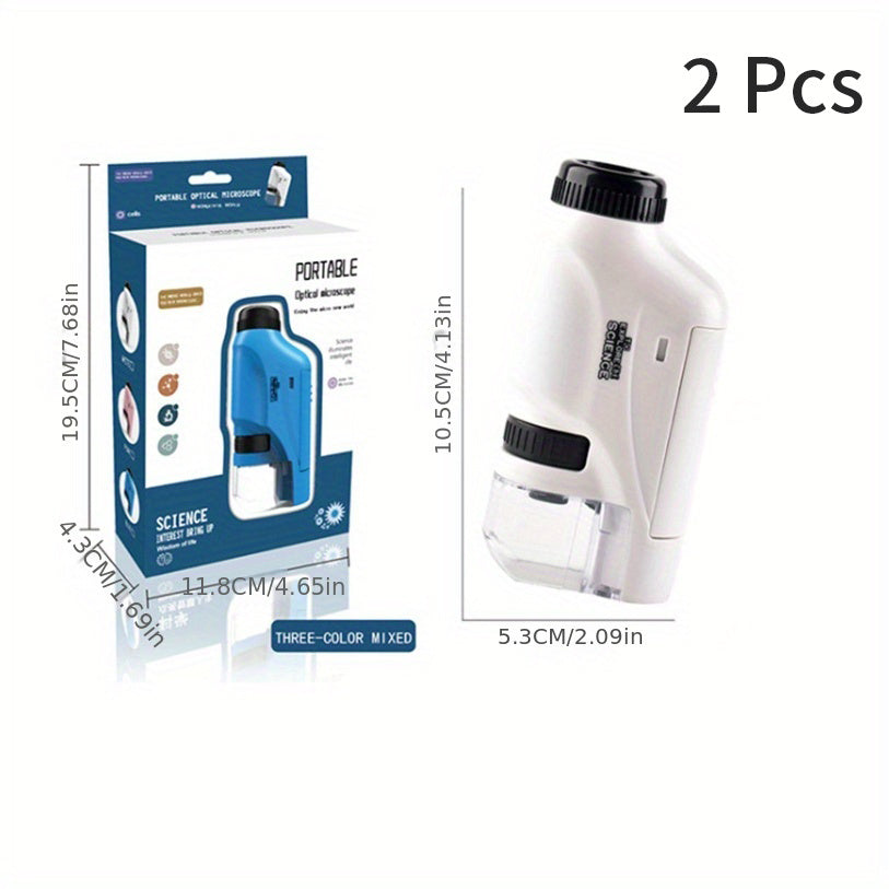 Pocket Microscope For Kids, Portable Handheld Mini Microscope Toy, Kids Microscope With LED Light 60X-120X Explore The Wonders Of Nature With This Portable Microscope Toy