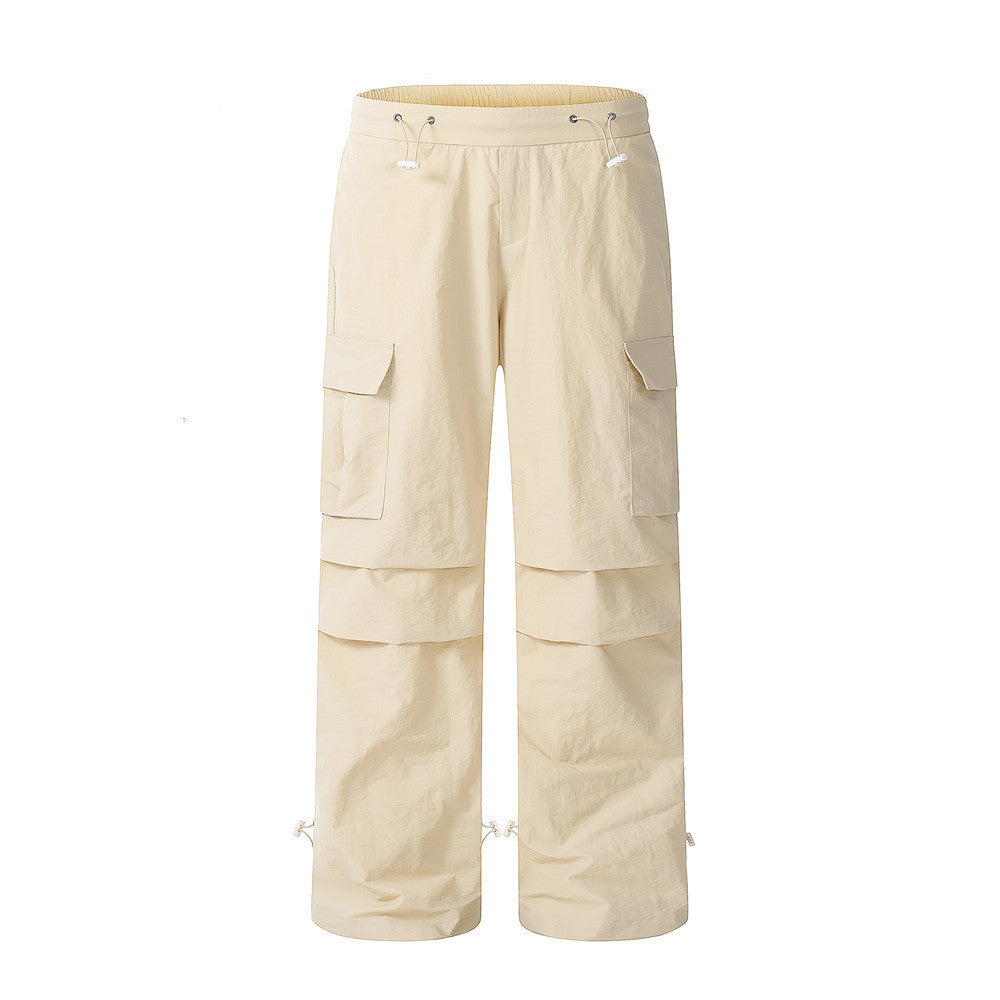 American Street Drawstring Elastic Waist Ankle-tied Trousers