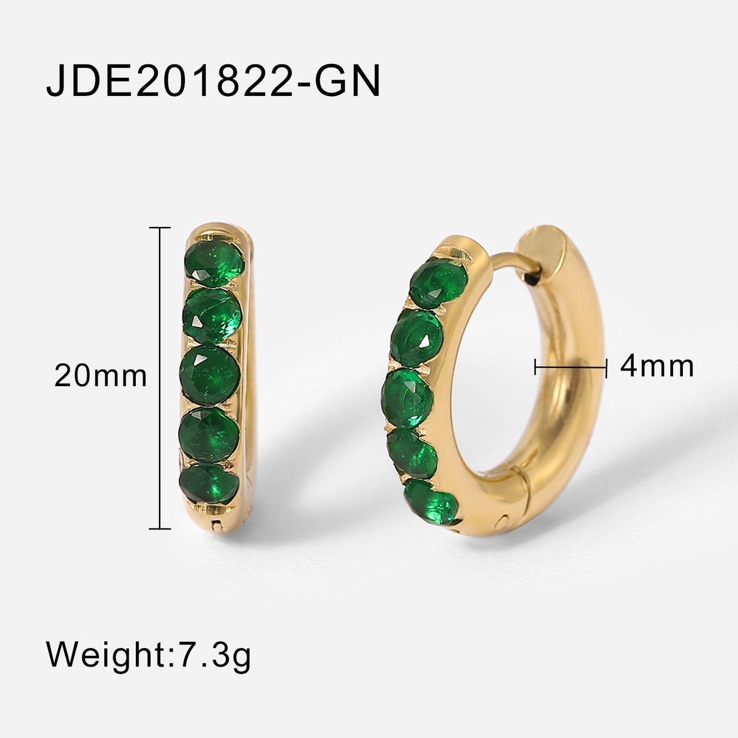 Boucles d'oreilles rondes en zircone pour femme, plaqué or 18 carats, en acier inoxydable