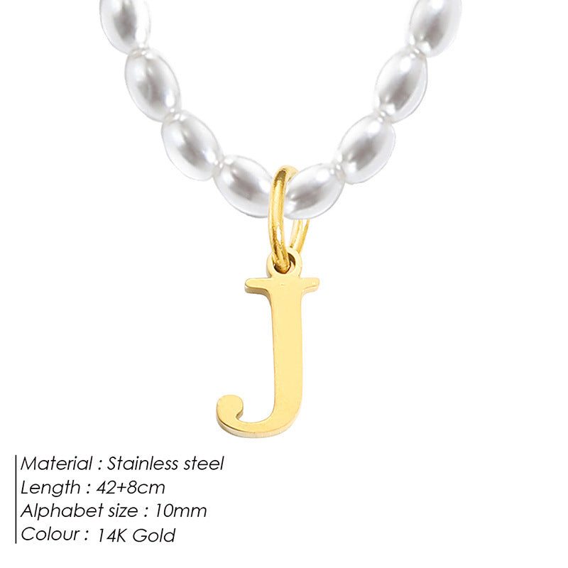 Collar de letras de acero inoxidable con diseño minoritario de lujo ligero