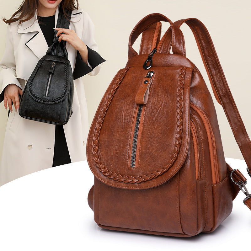 New Large Capacity Soft Leather Women's Backpack