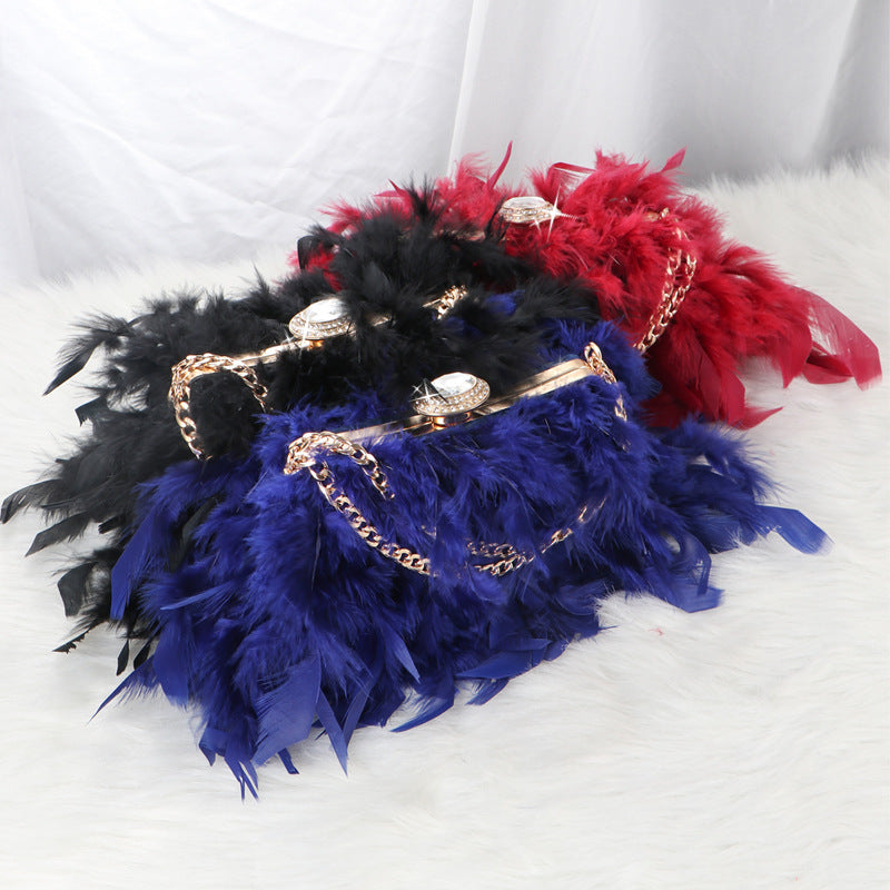 Sac messager de soirée en chaîne incrusté de strass Dinner