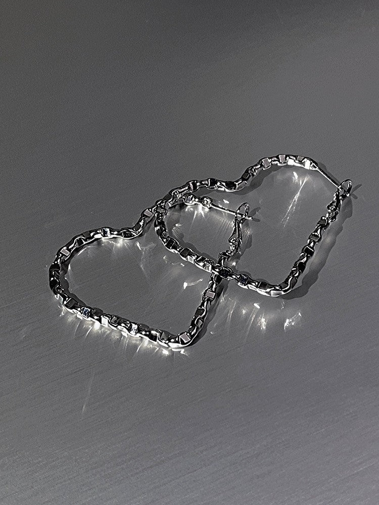 European And American Minimal Art Irregular Heart Large Earrings