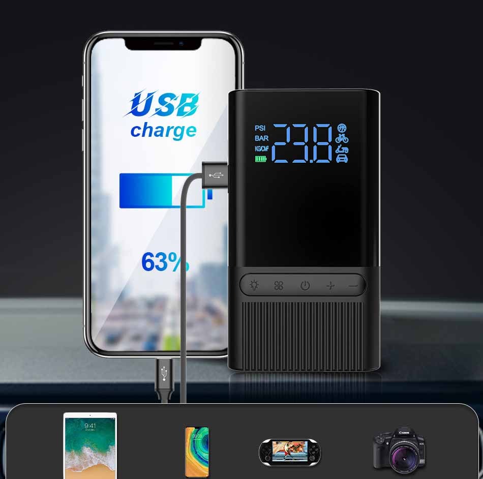 Compresor de aire de bomba inflable para bicicleta, coche, barco, Inflador de neumáticos, portátil, recargable