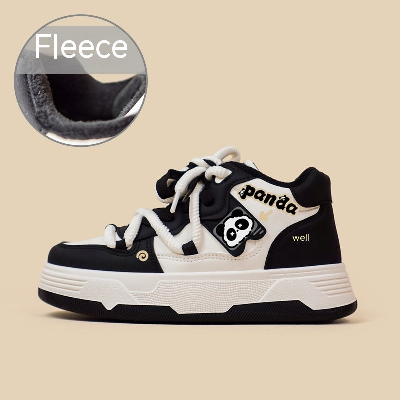 Chaussures de planche décontractées en peluche haute coupe pour femmes en hiver