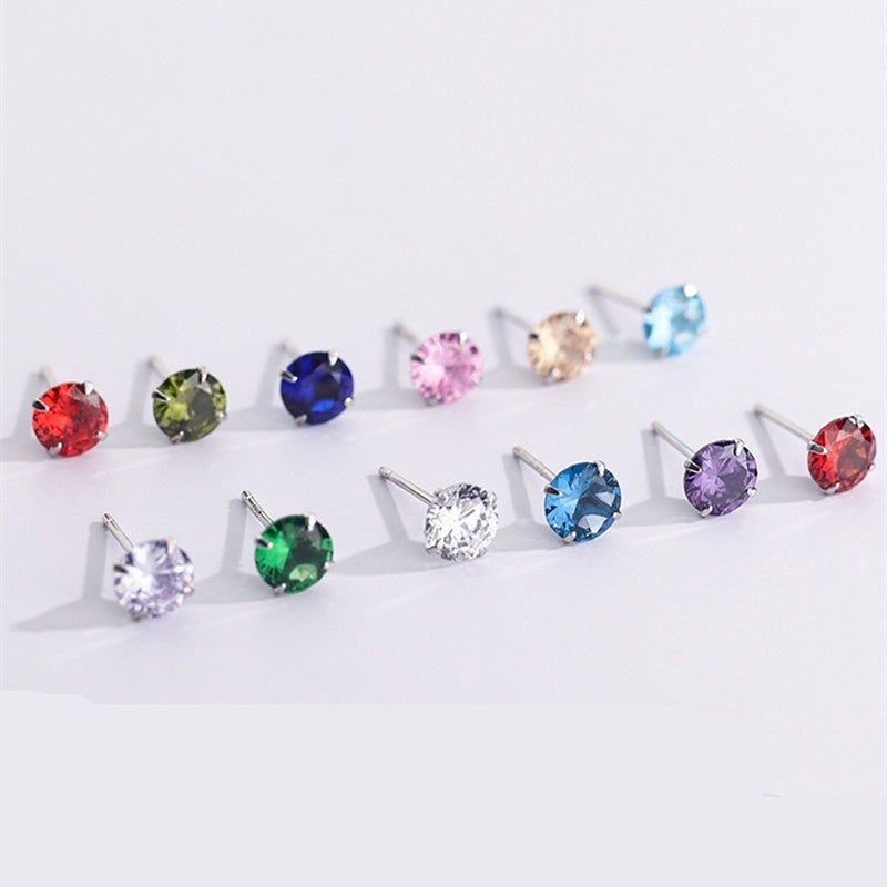 Boucles d'oreilles classiques à quatre griffes en argent sterling S925