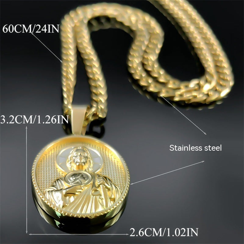 Collar con estante cruzado de acero inoxidable Hip Hop para hombre