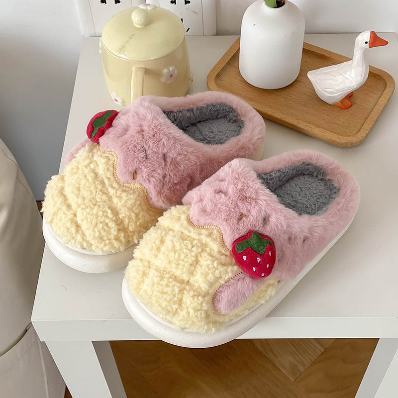 Pantoufles d'hiver en coton antidérapantes pour femmes, pantoufles d'intérieur en peluche pour la maison