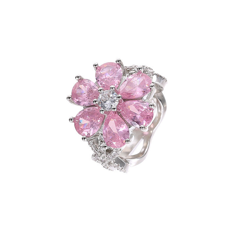 Anillo exquisito de la moda de la flor de las mujeres en forma de corazón del amor