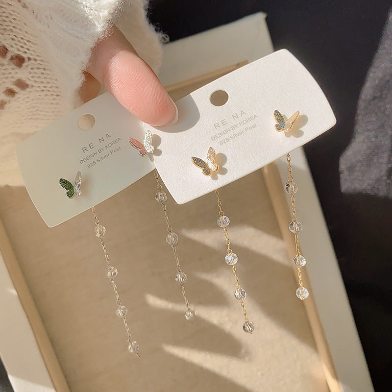 Boucles d'oreilles à pampilles papillon pour femme, longues, tempérament sauvage