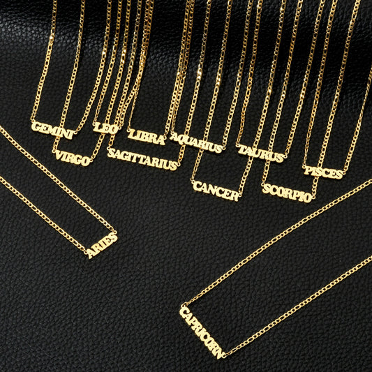 New 304 Stainless Steel 18K Gold Simple Twelve Constellations Necklace