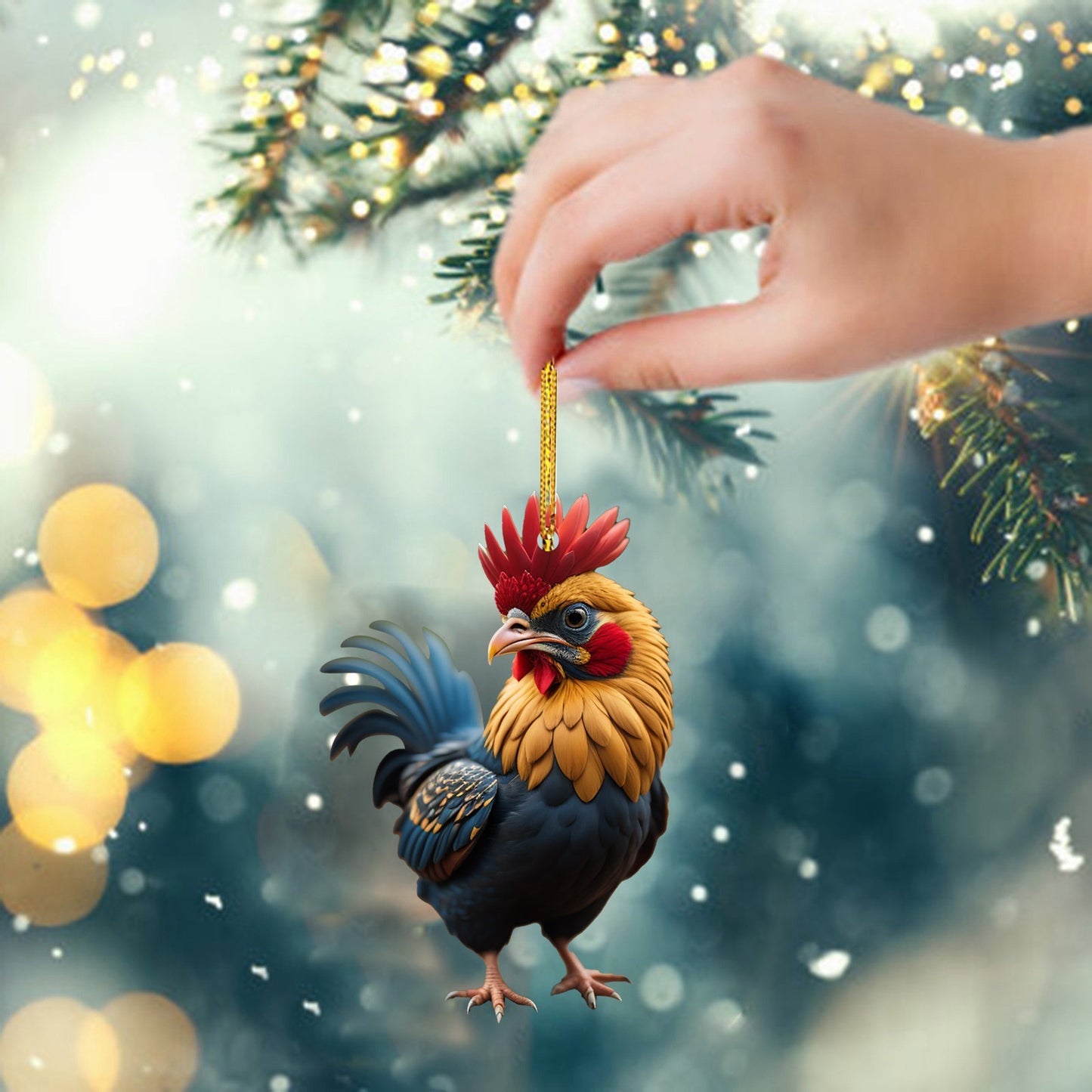 Pendentif arbre de poulet Animal créatif de noël en acrylique