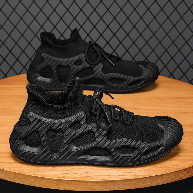 Zapatos de calcetines de punto con mosca versátiles, informales y transpirables para hombre