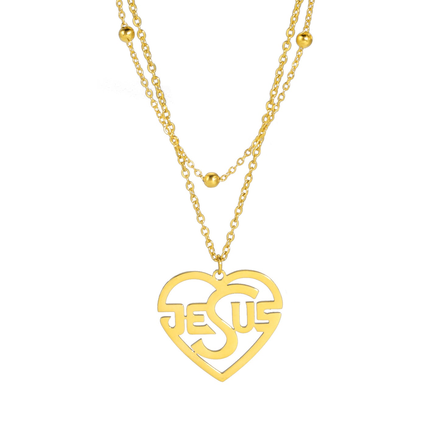 Women's Fashion Heart-shaped Titanium Steel Double-layer Necklace With Letters