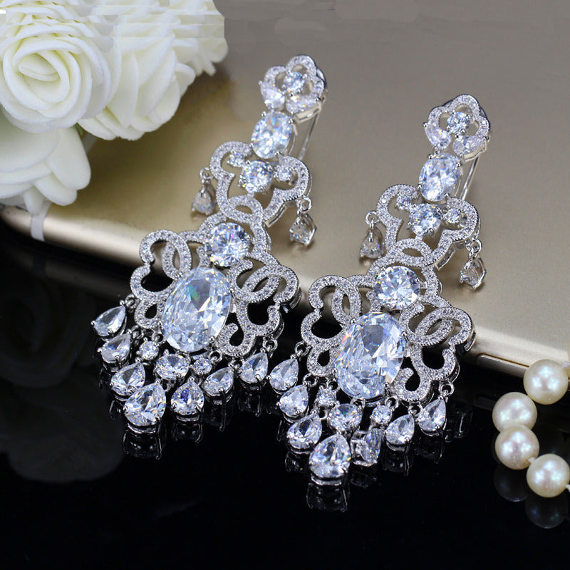 Boucles d'oreilles exagérées en Zircon incrusté de Micro pour femmes
