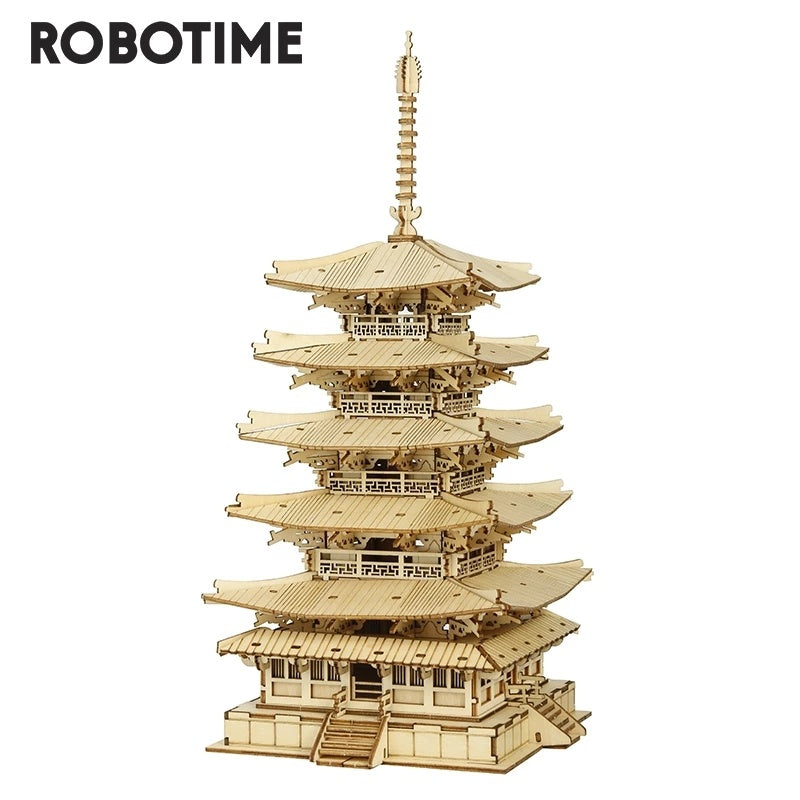 Robotime pagode à cinq étages 3D Puzzle en bois jouets pour enfants enfants anniversaire cadeau de noël décoration de la maison TGN02 livraison directe