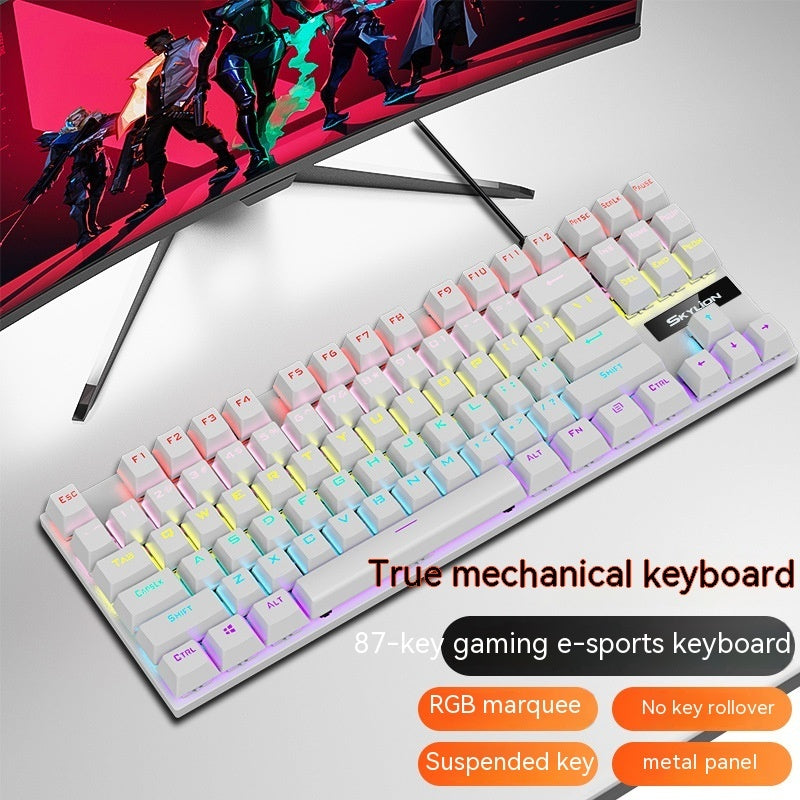 Teclado con cable mecánico K87, eje verde, eje rojo