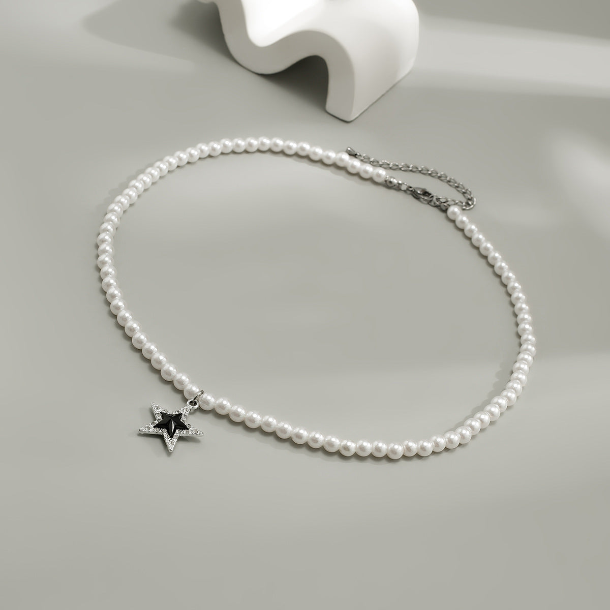 Collar de perlas con colgante de acero inoxidable para hombre