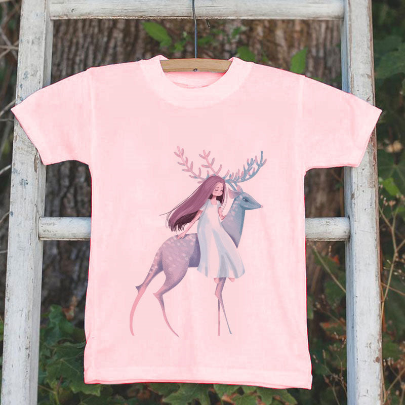 Vêtements d'été coréens pour enfants, T-shirt en coton à manches courtes pour enfants, chemise de dessin animé pour filles, chemise à manches mi-longues pour petites filles