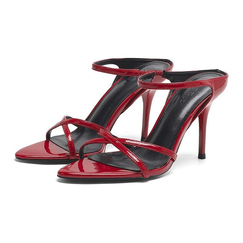 Wine Red Women's High Heels Stiletto Sandals