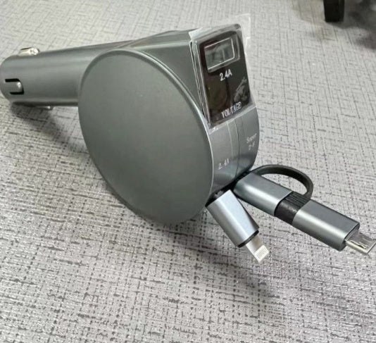 Cargador de coche de carga rápida retráctil 60 de dos cables