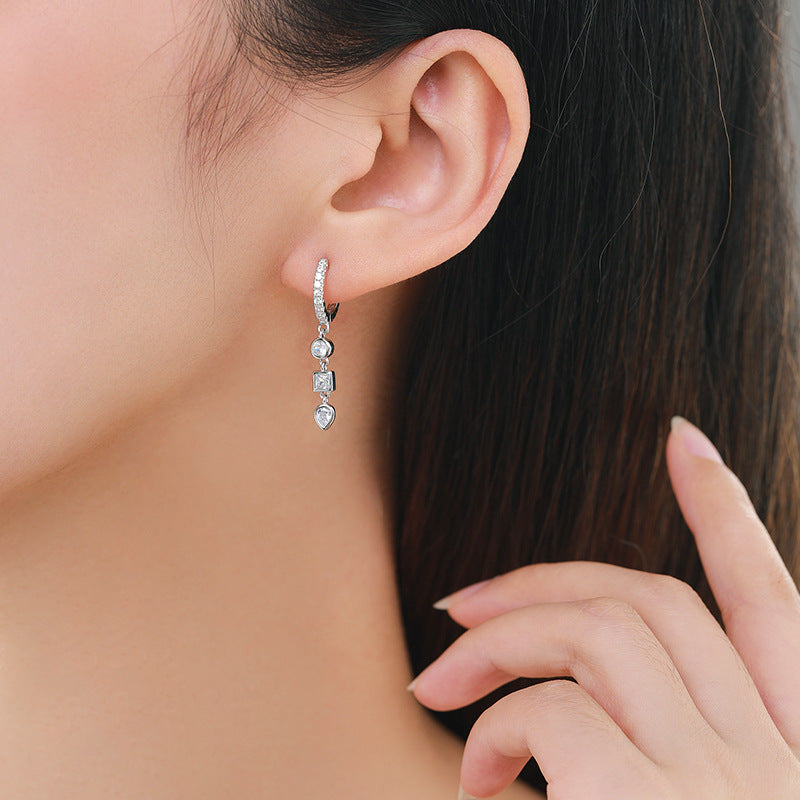 Boucles d'oreilles en Zircon à motif géométrique pour femmes