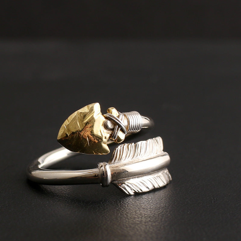 925 Thai Silver Bow And Arrow Ring Personality Fashion