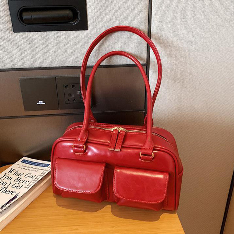 Bolso de hombro con diseño de múltiples bolsillos, bolsos cuadrados versátiles a la moda, bolsos para axilas para mujer