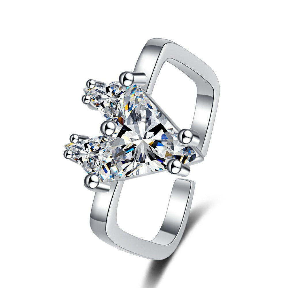 Bague carrée en forme de cœur, élégante et finement incrustée