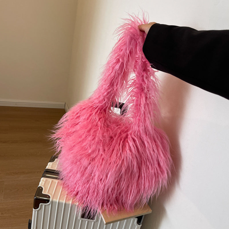 Sacs à bandoulière en peluche sous les aisselles d'hiver, grande capacité, sac cœur personnalisé, sacs à main de luxe pour femmes, haute qualité, cadeau de saint valentin