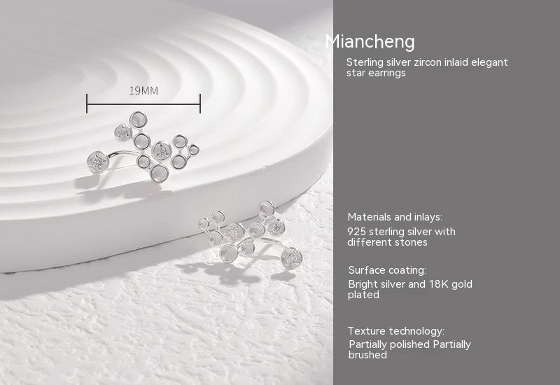 Sterling Silver Light Luxury Floating Star Temperament Earrings