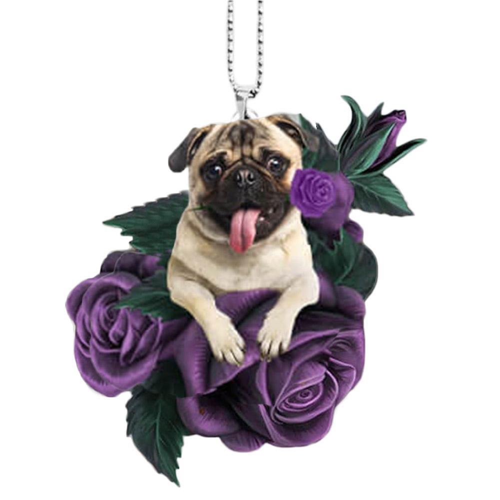 Colgante plano de acrílico con perro rosa