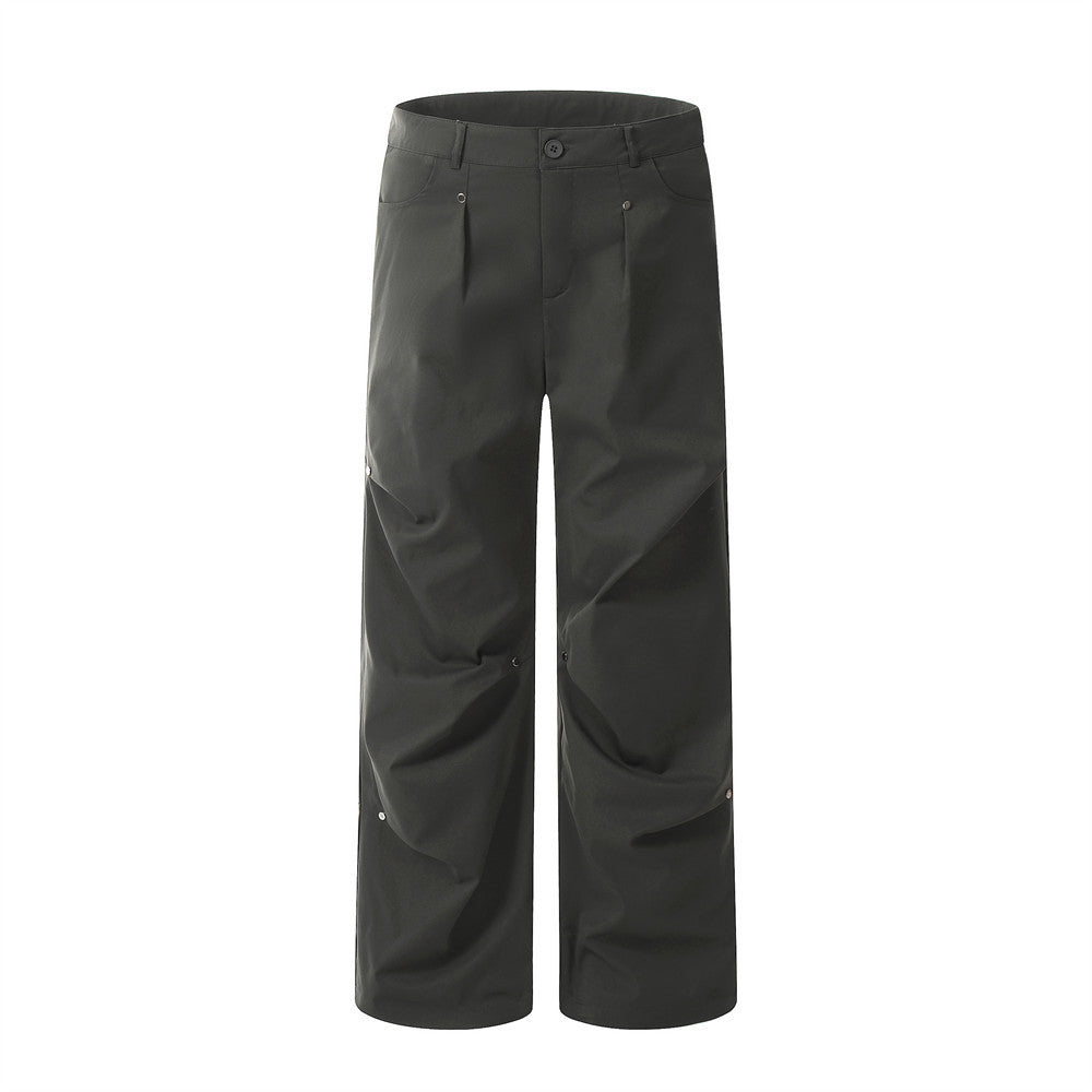 Men's Loose Pleated Paratrooper Straight Sports Pants