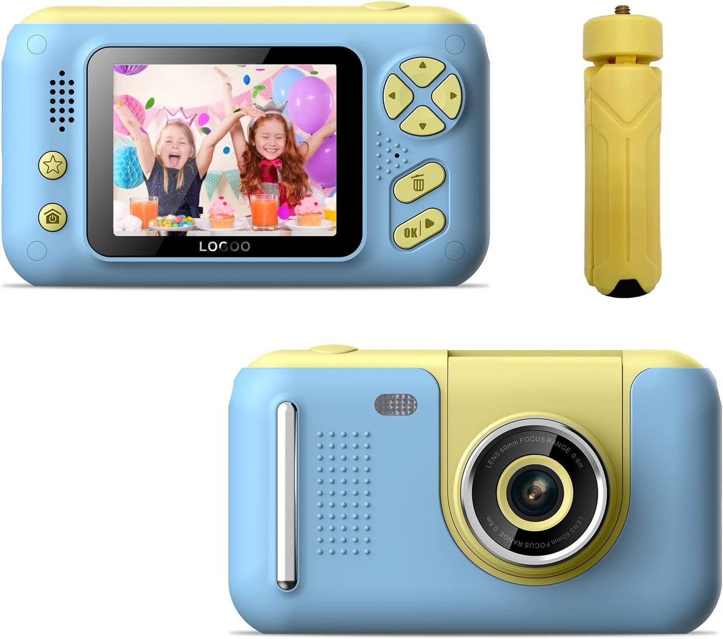 Cámara para niños, cámara selfie digital para niños de 3 a 12 años con resolución fotográfica de 20 MP, cámara de vídeo HD 1080P con tarjeta SD de 32 GB y palo selfie