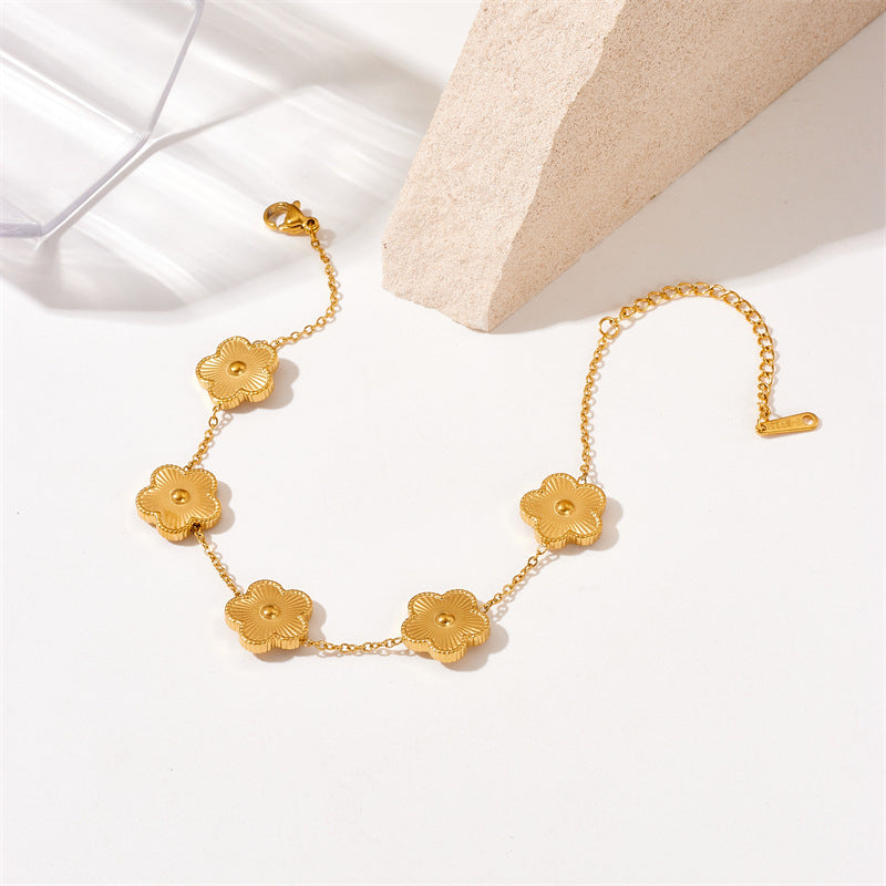 Bracelet d'accessoires de chaîne de connexion de fleurs plaquées or de conception minoritaire de mode
