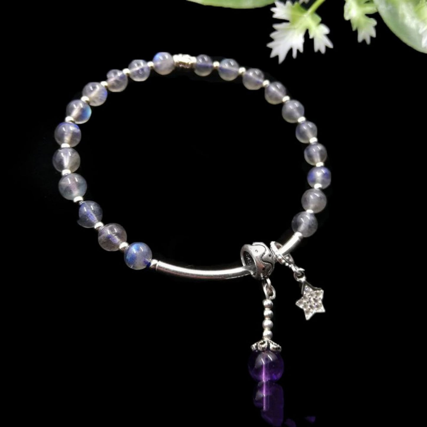 Bracelet allongé au clair de lune à la chaux, bijoux naturels